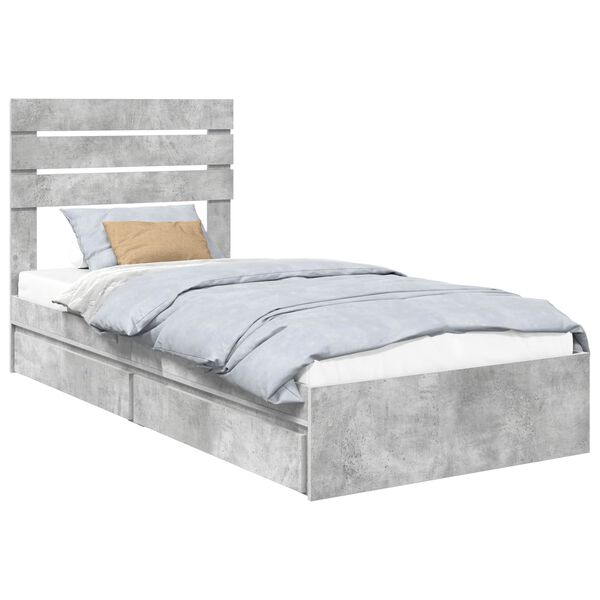 vidaXL Storage Bed Concrete Grey 90 x 200 cm Engineered Wood