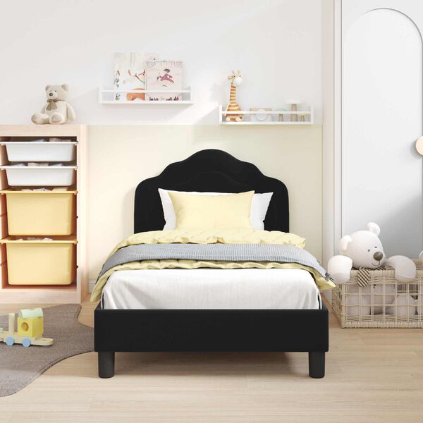 vidaXL Children's Bed Frame with Headboard Black 80 x 160 cm Velvet