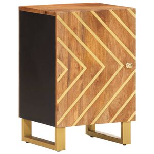 vidaXL Bathroom Cabinet Brown and Black 38x33,5x58 cm Solid Wood Mango