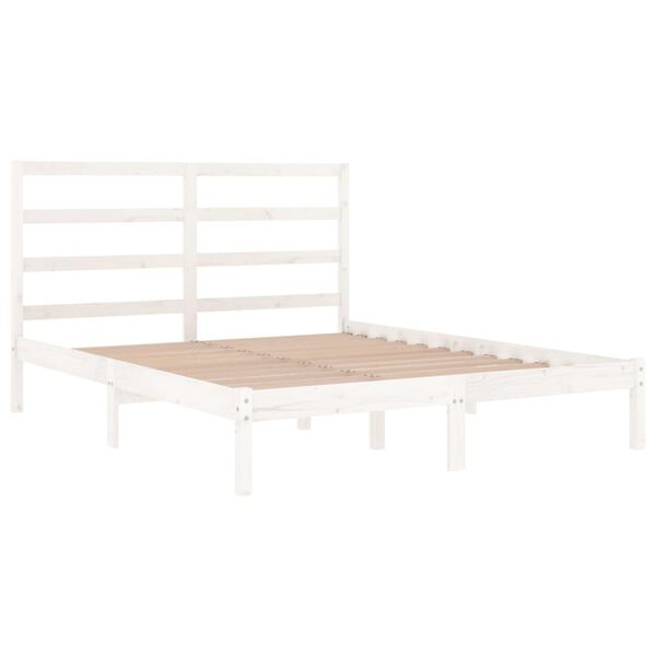 vidaXL Bed Frame without Mattress White 135x190 cm Double Solid Wood