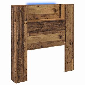 vidaXL Storage Headboard with LED Old Wood Engineered Wood