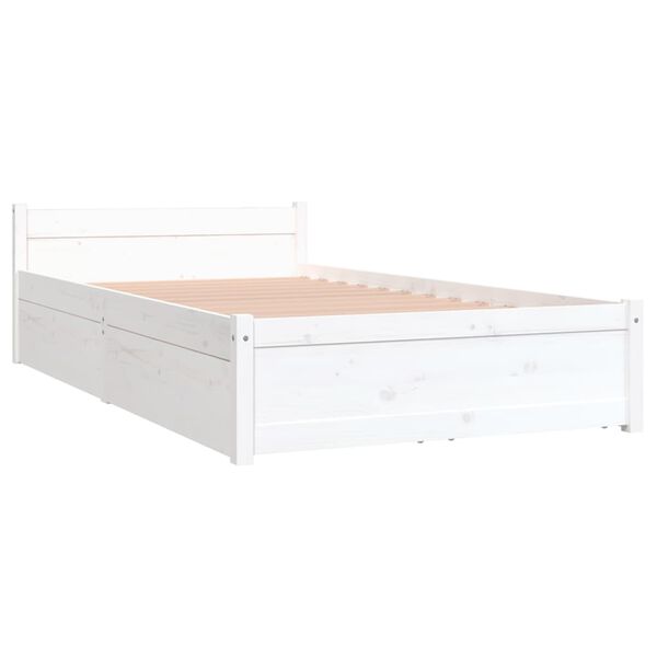 vidaXL Bed Frame without Mattress with Drawers White Single