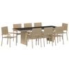 vidaXL Garden Dining Set 9 pcs Beige Poly Rattan
