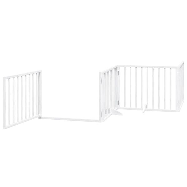 vidaXL Dog Gate with Door Foldable 12 Panels White 960 cm Poplar Wood