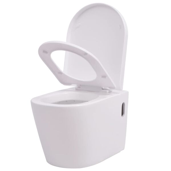 vidaXL Wall Hung Toilet Ceramic White