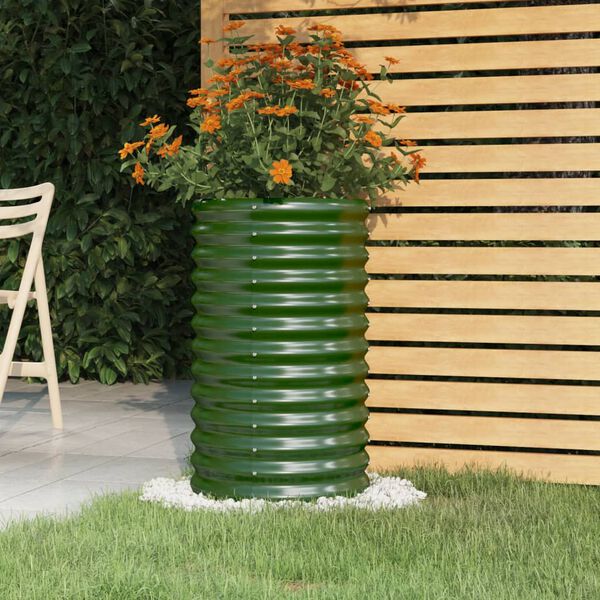 vidaXL Garden Planter Galvanised Steel 40x40x68 cm Green