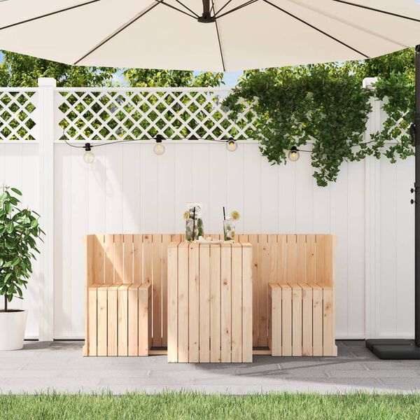 vidaXL Balcony Set 2-Seater Solid Wood Pine