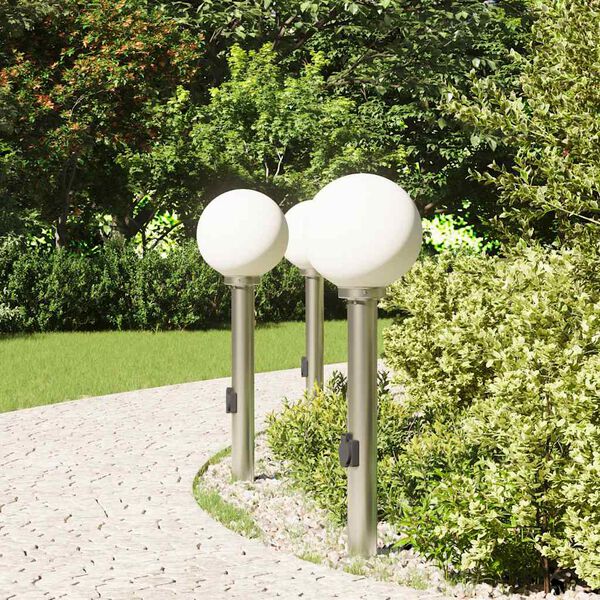 vidaXL Bollard Lights with Outlet 3 pcs 80 cm Stainless Steel IP44