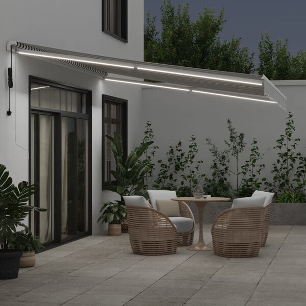 vidaXL Automatic Retractable Awning with LED Anthracite&White 450x350 cm