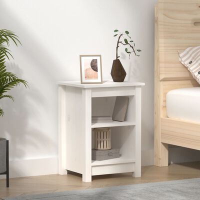 vidaXL Bedside Cabinet White 40x35x55 cm Solid Wood Pine