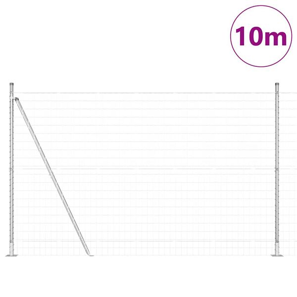vidaXL Fence with Post Silver 1.4 x 10 m Steel