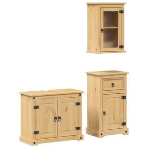 vidaXL 3 Piece Bathroom Furniture Set Corona Solid Wood Pine