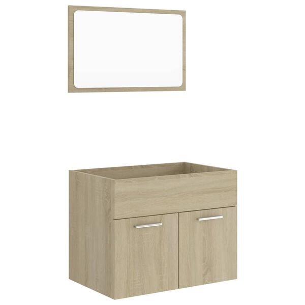 vidaXL 2 Piece Bathroom Furniture Set Sonoma Oak Engineered Wood