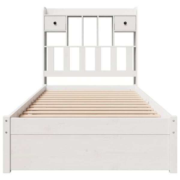 vidaXL Bookcase Bed without Mattress White 90x200cm Solid Wood Pine