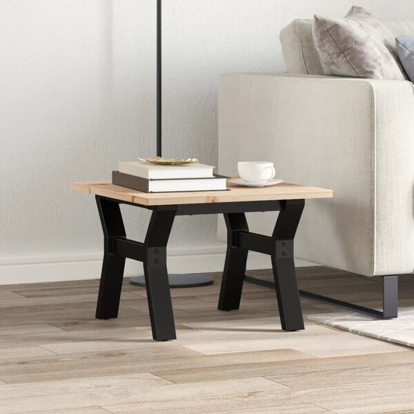 vidaXL Coffee Table Y-Frame 50x50x35 cm Solid Wood Pine and Steel