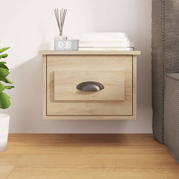 vidaXL Wall-mounted Bedside Cabinet Sonoma Oak 41.5x36x28cm