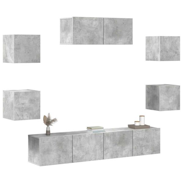 vidaXL 7 Piece TV Cabinet Set Concrete Grey Engineered Wood