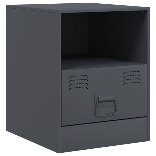 vidaXL Bedside Cabinet Anthracite 34.5x39x44 cm Steel