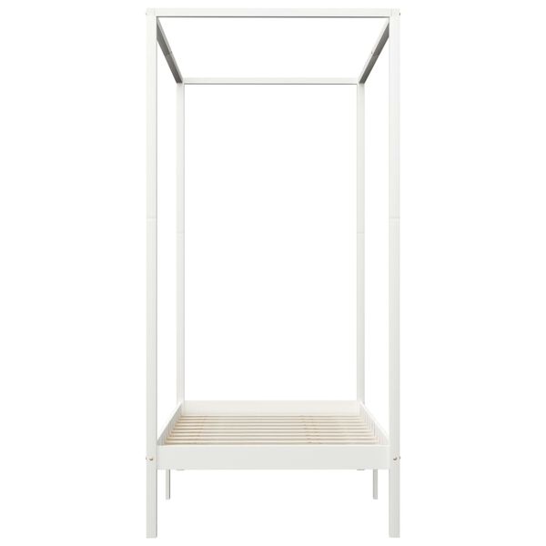 vidaXL Canopy Bed Frame without Mattress White Solid Wood 90x200 cm
