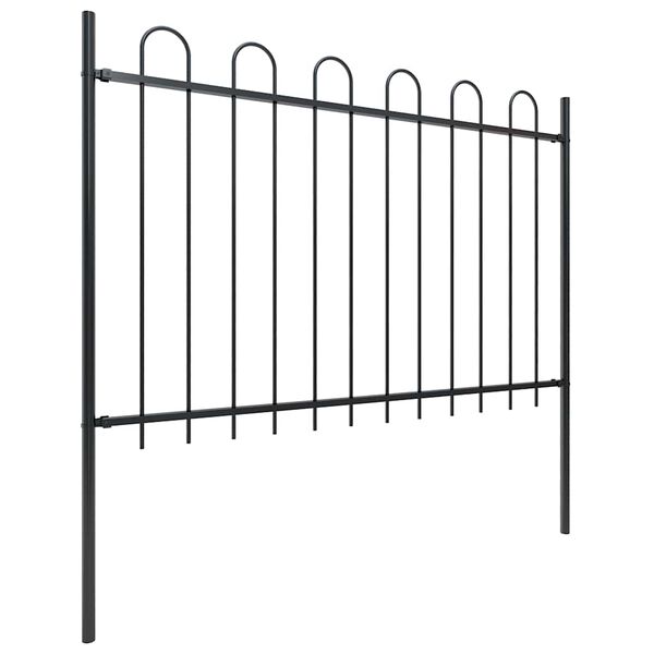 vidaXL Garden Fence Boxtel with Hoop Top Steel 181x120 cm Black