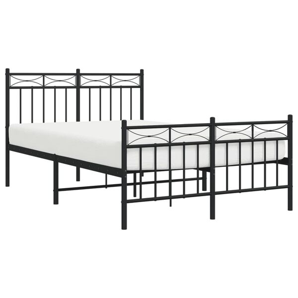 vidaXL Metal Bed Frame without Mattress with Footboard Black 120x190cm