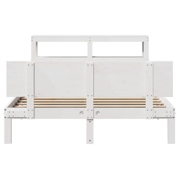 vidaXL Bed Frame with Headboard without Mattress White 120x190 cm Small Double