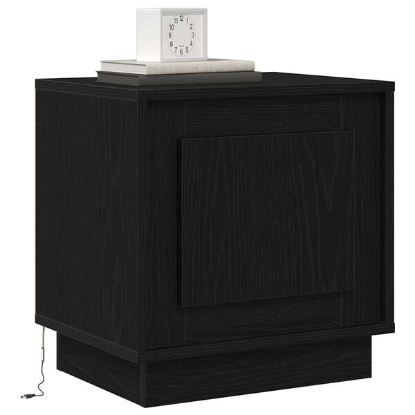 vidaXL Bedside Cabinet Black 44 x 34.5 x 45 cm Engineered Wood