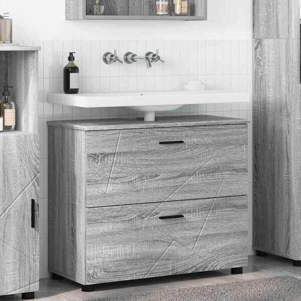 vidaXL Bathroom Cabinet with Drawer Grey Sonoma 76.5 x 35 x 64 cm