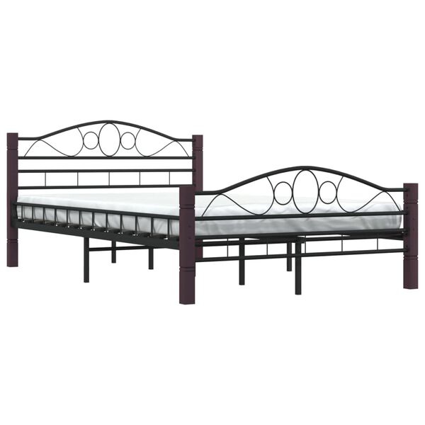 vidaXL Bed Frame without Mattress Black Metal 120x200 cm