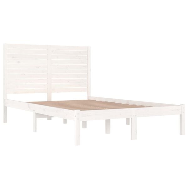 vidaXL Bed Frame without Mattress White 135x190 cm Double Solid Wood