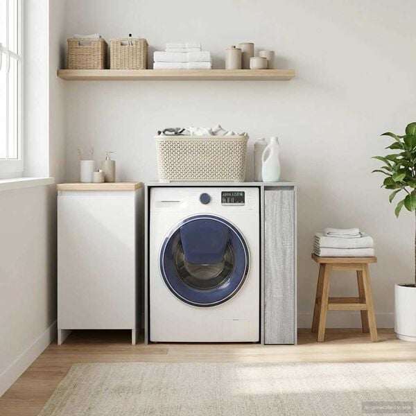 vidaXL Wash Machine Cabinet with Storage Grey Sonoma 87 x 60 x 89 cm