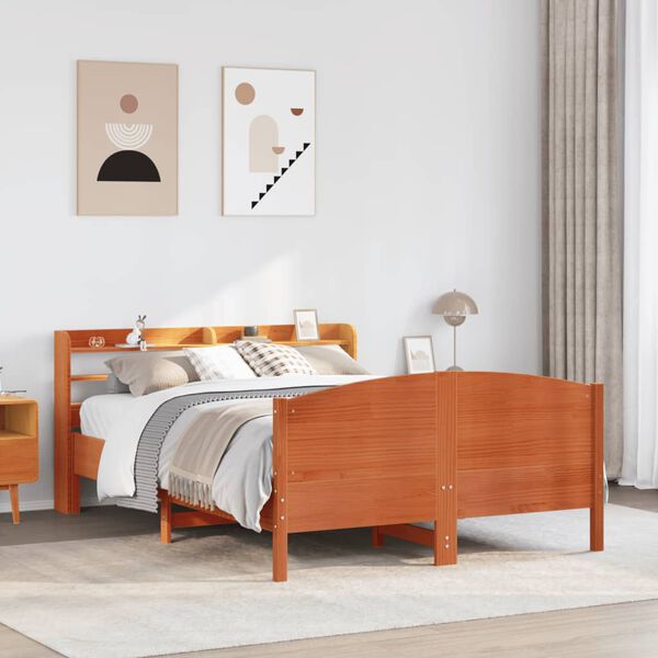 vidaXL Bed Frame without Mattress Wax Brown 140x200 cm Solid Wood Pine