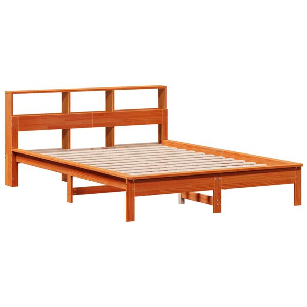 vidaXL Bed Frame without Mattress Wax Brown 135x190 cm Double Solid Wood Pine