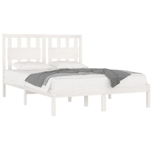 vidaXL Bed Frame without Mattress White Solid Wood Super King