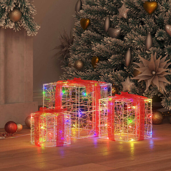 vidaXL Gift Box with 60 LEDs 3 pcs Multicolour 20 x 20 x 20 cm Acrylic