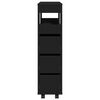 vidaXL Narrow Bathroom Cabinet with Wheels Black Engineered Wood