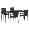 vidaXL Garden Dining Set 5 pcs Black Powder-Coated Steel