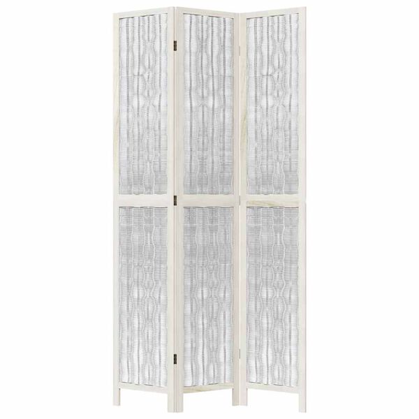 vidaXL Room Divider 3 Panels White Solid Wood Paulownia