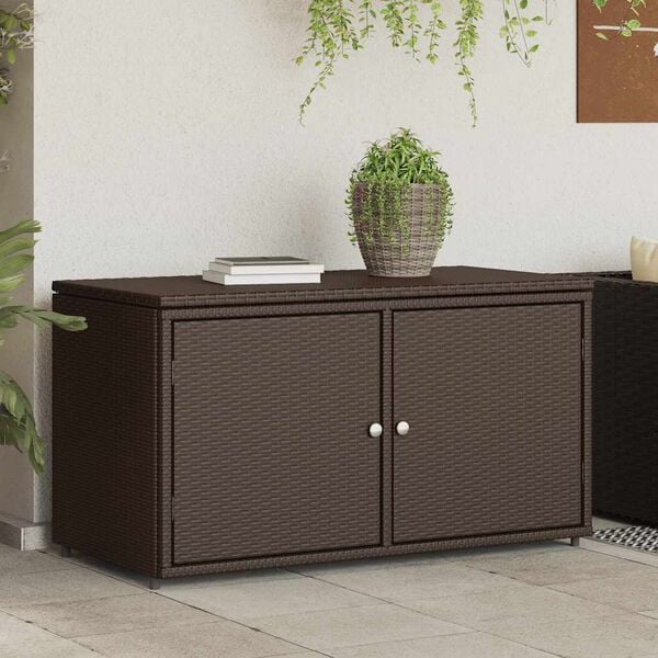 vidaXL Garden Storage Cabinet Brown 110x55x60.5 cm Poly Rattan