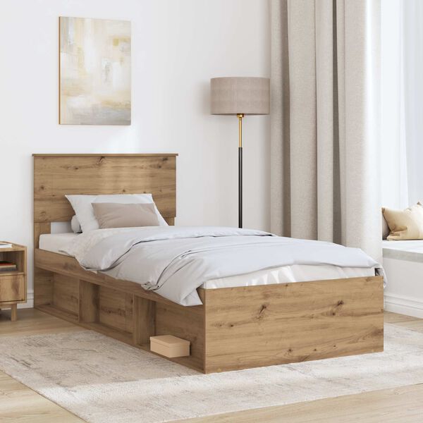vidaXL Bed Frame Artisian Oak 75 x 190 cm Engineered wood