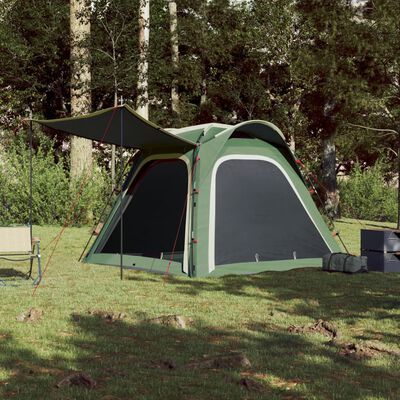vidaXL Camping Tent 4-Person Green Quick Release Waterproof