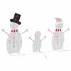 vidaXL Lighted Snowman Family 3 pcs Warm White Polyester