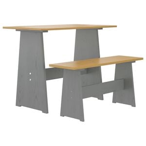 vidaXL Dining Table with Bench "REINE" Honey Brown&Grey Solid Wood Pine