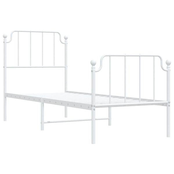 vidaXL Metal Bed Frame without Mattress with Footboard&nbsp;White 75x190cm