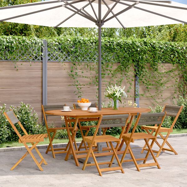vidaXL Folding Garden Chairs 6 pcs Grey Solid Wood Acacia