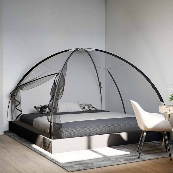 vidaXL Mosquito Net Mongolia with Doors 220 Mesh&nbsp;Black&nbsp;200x200x135 cm