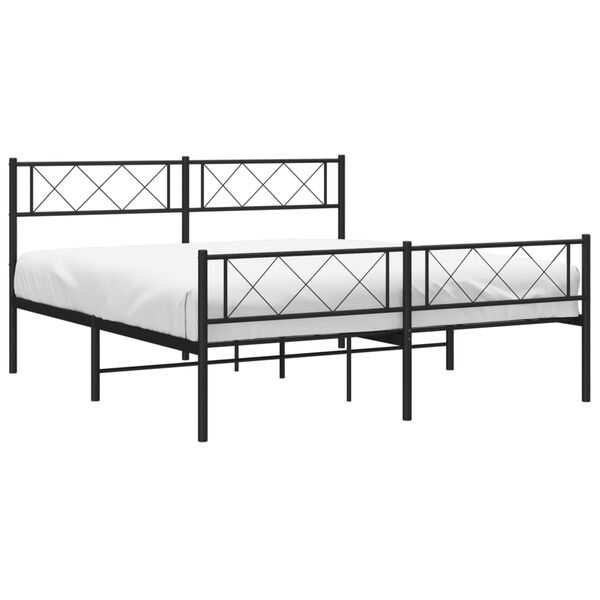 vidaXL Metal Bed Frame without Mattress with Footboard Black 140x190cm