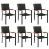 vidaXL 7 Piece Garden Dining Set Black Poly Rattan