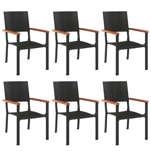 vidaXL 7 Piece Garden Dining Set Black Poly Rattan