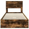 vidaXL Storage Bed with Drawer Smoked Oak 100 x 200 cm Engineered Wood